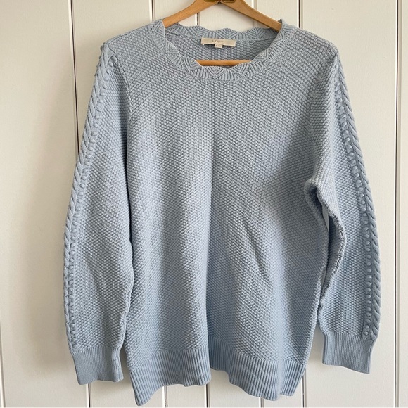 LOFT Sweaters - $15 SALE Textured Knit Pullover Sweater Women XL Pastel Blue LOFT